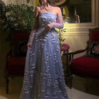 Elegant Pink 3D Flowers Evening Dress with Gloves LA72912