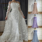 Pink Beaded Mermaid Evening Gown with Overskirt and Appliques LA72641