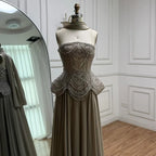 Luxury Designer Nude Beaded Chiffon Evening Dress LA72915