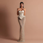 Luxury Strapless Beaded Evening Party Couture Dress LA73166