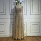 Luxury Dubai Nude Modest Muslin A-Line Evening Dress Plus Size LA72590B - SERENE HILL