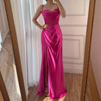 Pink Mermaid Sweetheart Ruched Silk Satin Evening Dress LA73153 - SERENE HILL