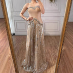 Luxury Champagne Crystal Two Pieces Evening Dress LA73050D - SERENE HILL