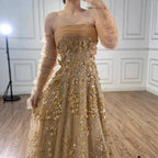 Elegant Pink 3D Flowers Evening Dress with Gloves LA72912