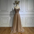 Caramel Off Shoulder A-Line Arabic Evening Dress LA72147B