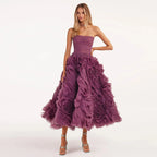 Luxury Purple 3D Rose Flower Strapless Princess Evening Dress LA73176 - SERENE HILL