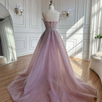 Luxury Dubai Nude Beaded Mermaid Evening Dress with Overskirt LA72811