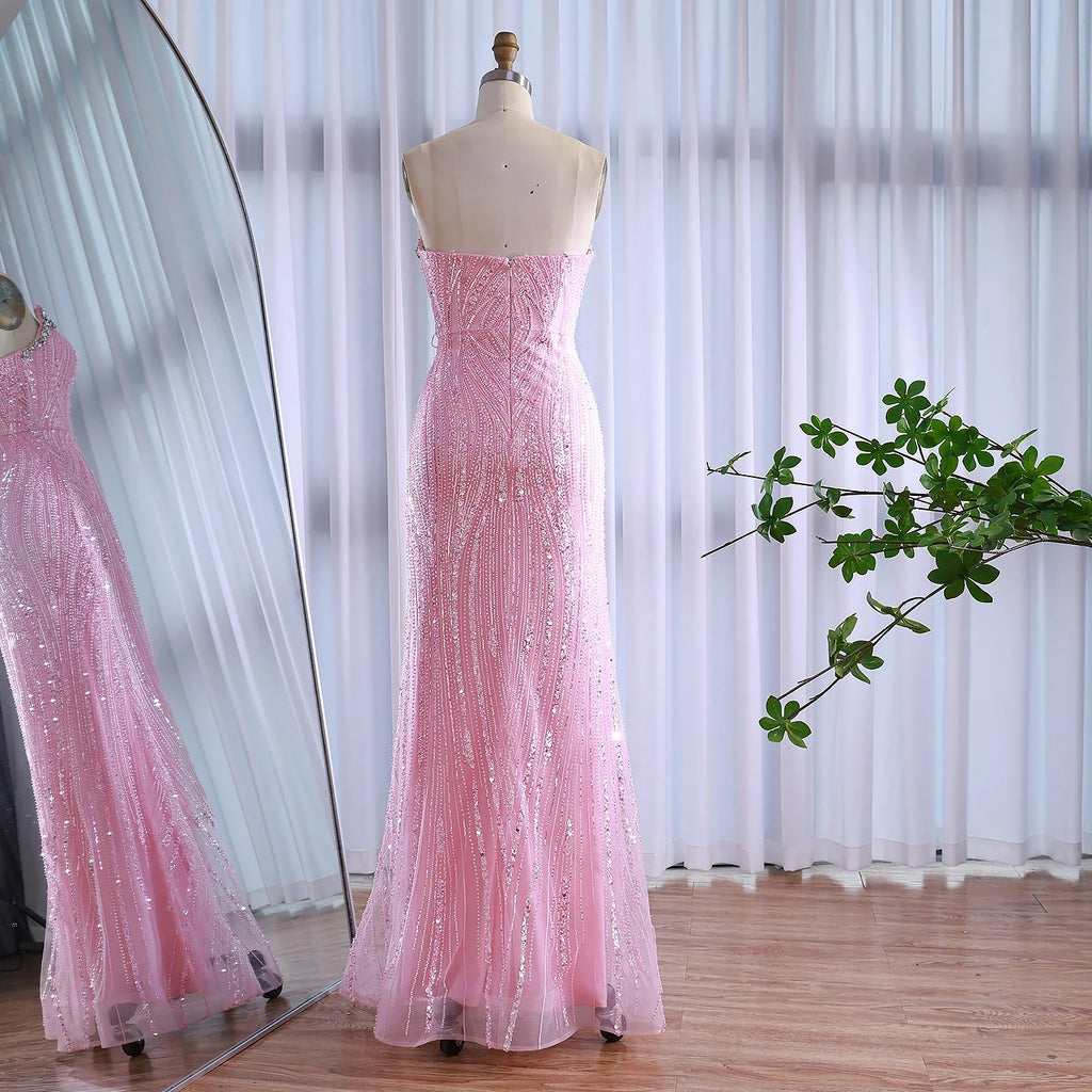 Luxury Dubai Pink Bow Evening Dress LA73061A - SERENE HILL