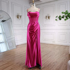 Pink Mermaid Sweetheart Ruched Silk Satin Evening Dress LA73153 - SERENE HILL