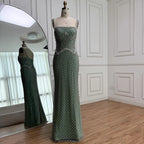 Luxury Silver Mermaid Evening Dress with Designed Stones LA72919