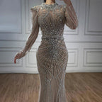 Modest Caramel High Collar Evening Dress for Wedding Guest LA73203 - SERENE HILL