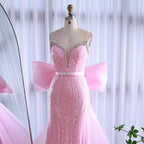 Luxury Dubai Pink Bow Evening Dress LA73061A - SERENE HILL