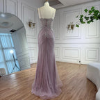 Luxury Dubai Nude Mermaid Evening Dress with Cape Sleeves LA73195 - SERENE HILL