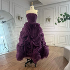 Luxury Purple 3D Rose Flower Strapless Princess Evening Dress LA73176 - SERENE HILL