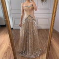 Luxury Champagne Crystal Two Pieces Evening Dress LA73050D - SERENE HILL