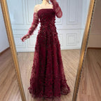 Elegant Pink 3D Flowers Evening Dress with Gloves LA72912