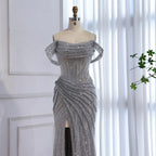 Luxury Silver Diamond Corset Off Shoulder Mermaid Evening Dress LA73410 - SERENE HILL