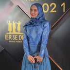 Green Modest Elegant Beaded Evening Dress with Long Sleeves LA72962