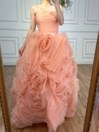 Luxury Purple 3D Rose Flower Strapless Princess Evening Dress LA73176 - SERENE HILL