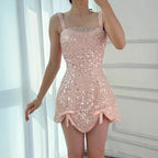 Luxury Nude Pearl Beaded A-Line Mini Evening Dress LA73211 - SERENE HILL