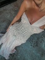 Luxury Pink Arabic Floral chiffon Evening Dress With Cape LA73451