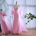 Luxury Dubai Pink Bow Evening Dress LA73061A - SERENE HILL