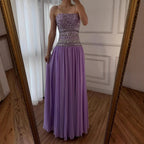 Lilac   Beaded A Line Arabic Evening Dress LA73044