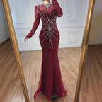 Modest Caramel High Collar Evening Dress for Wedding Guest LA73203 - SERENE HILL