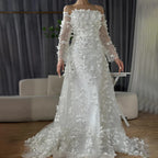 Pink Beaded Mermaid Evening Gown with Overskirt and Appliques LA72641