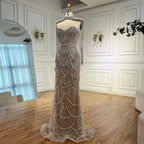Nude Luxury Beaded Evening Dress with Tassel Short Cape LA72876