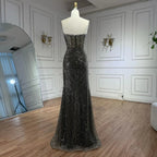 Lilac Olive Green Mermaid Evening Dress with Detachable Overskirt LA73162