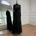 Luxury Modest Sage Green Evening Dress with Pearls LA72032B