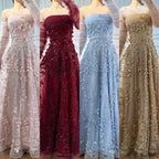 Elegant Pink 3D Flowers Evening Dress with Gloves LA72912