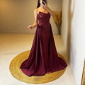 Luxury Wine Red Crystal Beaded Elegant Evening Dress with Overskirt LA72032Q - SERENE HILL