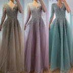 Luxury Caramel Dubai Evening Dress with Cape LA73269 - SERENE HILL