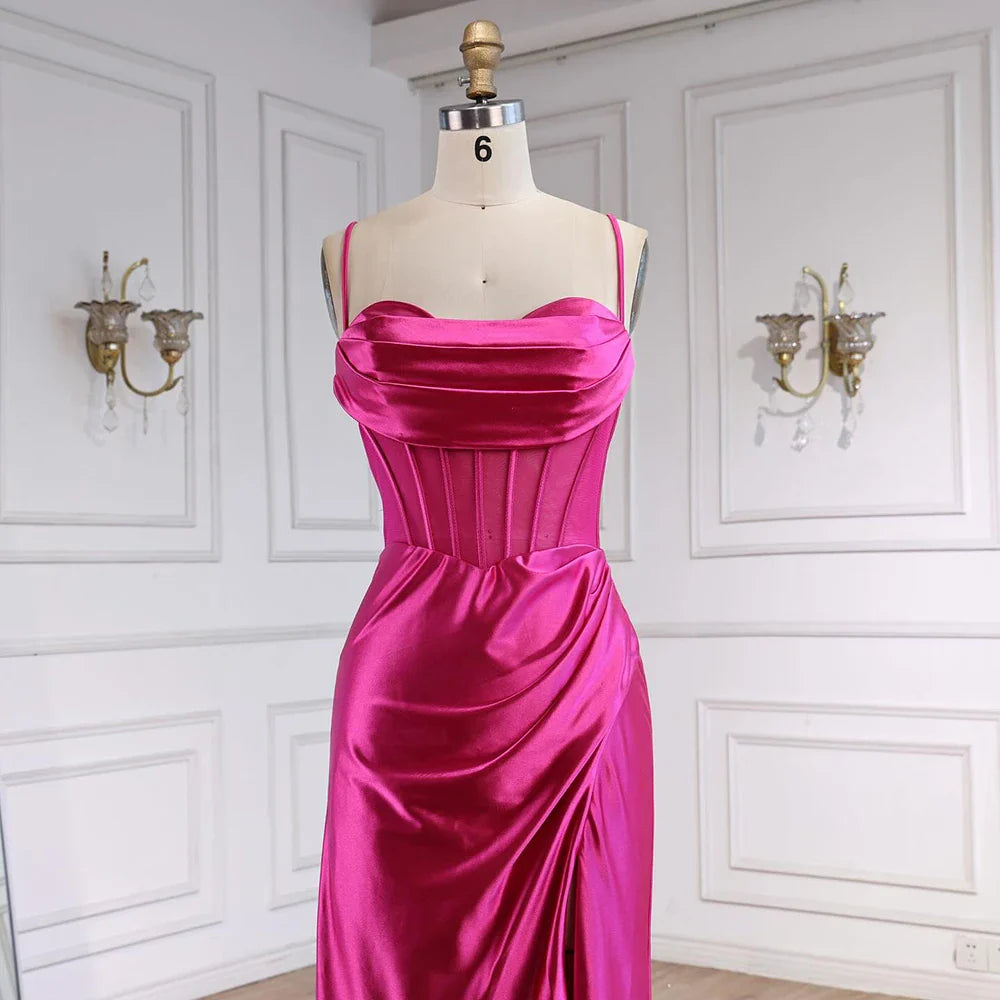Pink Mermaid Sweetheart Ruched Silk Satin Evening Dress LA73153 - SERENE HILL