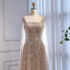 Luxury Dubai Nude Modest Muslin A-Line Evening Dress Plus Size LA72590B - SERENE HILL