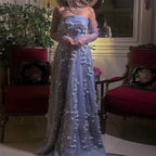 Elegant Pink 3D Flowers Evening Dress with Gloves LA72912