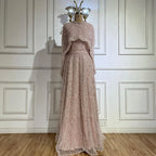 Luxury Modest Sage Green Evening Dress with Pearls LA72032B