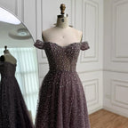 Caramel Off Shoulder A-Line Arabic Evening Dress LA72147B