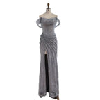 Luxury Silver Diamond Corset Off Shoulder Mermaid Evening Dress LA73410 - SERENE HILL
