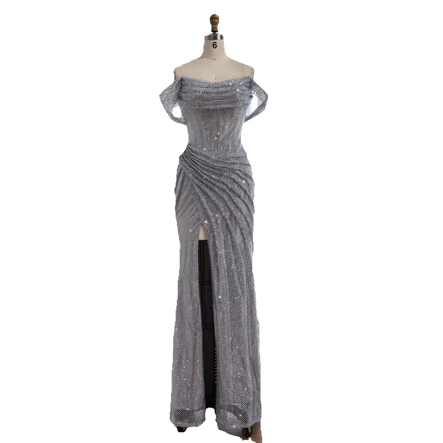 Luxury Silver Diamond Corset Off Shoulder Mermaid Evening Dress LA73410 - SERENE HILL