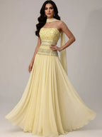 Lilac   Beaded A Line Arabic Evening Dress LA73044