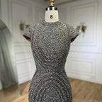 Luxury Designer Dubai Silver Nude Arabic Evening Dresses LA72344