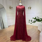 Luxury Nude Mermaid Evening Dress with Cape Sleeves LA71885A