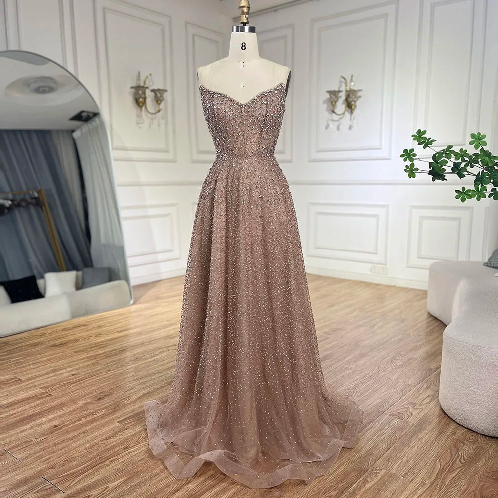 Caramel A-Line Elegant Evening Dress for Women - Wedding Party 2025 LA72147