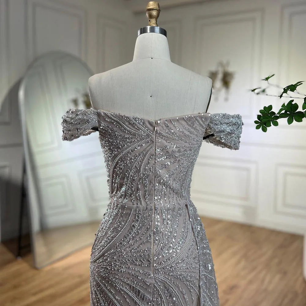 Luxury White Nude Mermaid Split Evening Dress LA72262