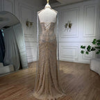 Arabic Nude Mermaid Tassel Beaded Luxury Evening Dress Gown LA72237