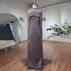 Luxury Designer Pearls Green Evening Dresses with Cape LA72032