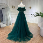 Dubai Luxury Beaded Blue Mermaid Evening Dress Gown with Overskirt LA71634